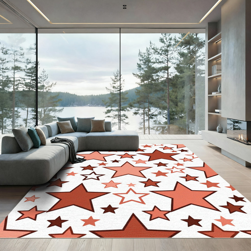 Coral Star Burst Scatter Rug
