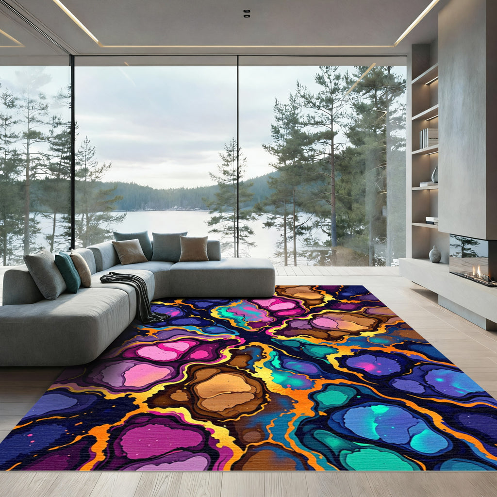 Vibrant Cosmic Amorphous Abstract Rug