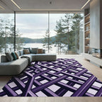 Sophisticated Violet Geometric Interlocking Grid Rug