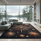 Golden Celestial Star Compass Rug