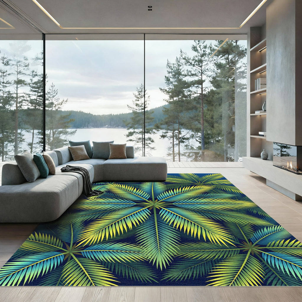 Lush Tropical Palm Leaf Canopy Rug