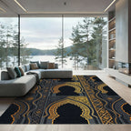 Ornate Black and Gold Archway Rug