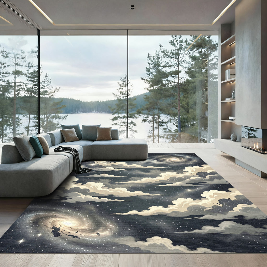 Celestial Swirl Galaxy Starry Night Rug