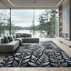 Monochromatic Floral Botanical Arrangement Rug