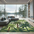 Tropical Green Palm Frond Collage Rug