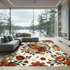 Autumnal Copper Floral Bouquet Arrangement Rug
