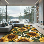 Radiant Golden Sunflower Botanical Garden Rug