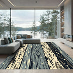 Rustic Wood Grain Splatter Rug