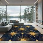 Celestial Golden Starry Midnight Navy Rug
