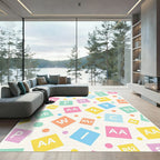Pastel Alphabet Blocks Scattered Pattern Rug