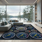 Industrial Vintage Analog Gauge Grid Rug