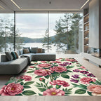 Romantic Pink Rose and Carnation Floral Rug