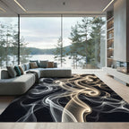 Ethereal Smoke Swirls on Black Rug
