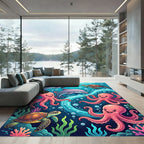 Playful Underwater Sea Life Ocean Scene Rug