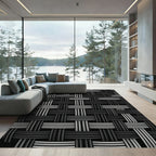 Modern Monochromatic Interwoven Structural Grid Rug