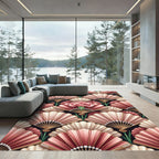 Pink Fan Blossom Art Deco Rug