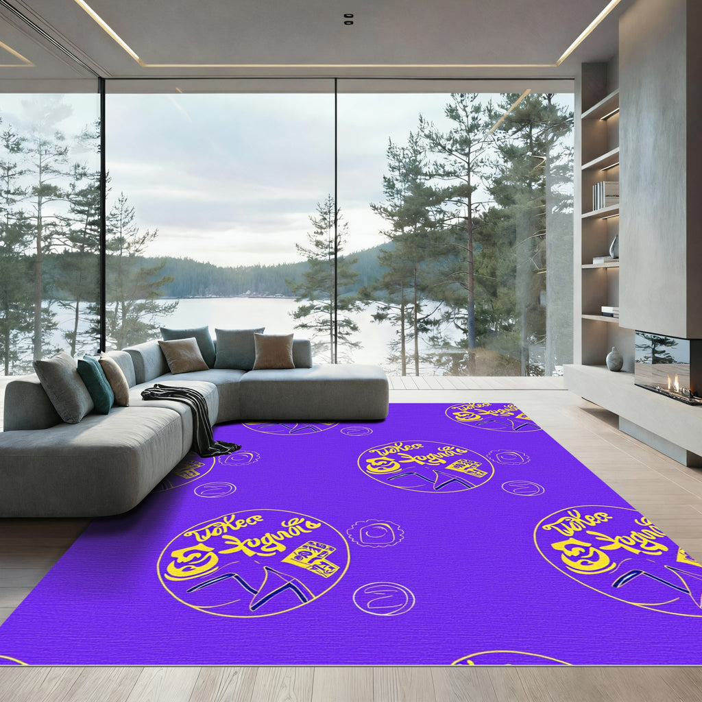 Purple Yellow Circular Doodle Rug