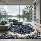 Nautical Star Rose Wave Art Rug