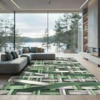Sage and Forest Woven Bamboo Weave Rug