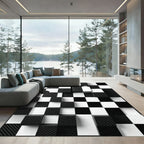Black White Carbon Fiber Cubes Rug