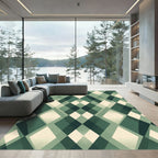 Earthy Green Diamond Mosaic Rug