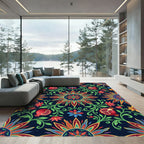 Vibrant Pomegranate Floral Medallion Garden Rug
