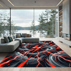 Intense Red Lightning Storm Rug