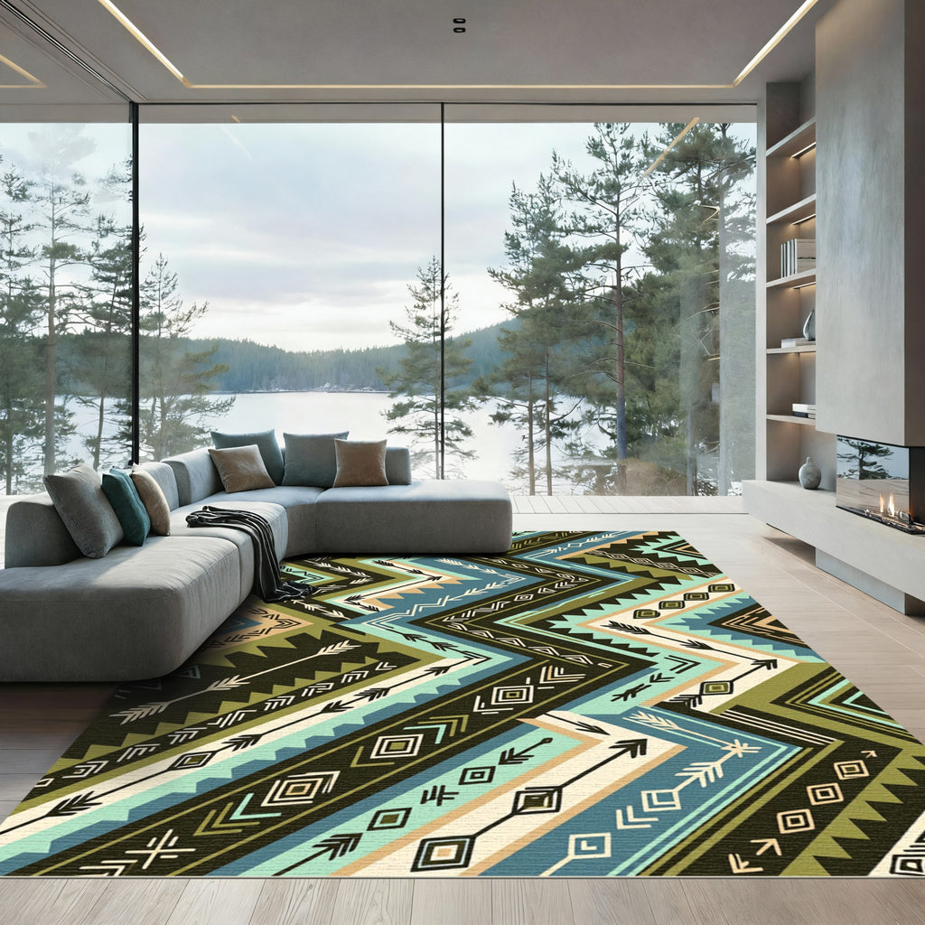 Chevron Arrow Earthy Tone Geometric Rug