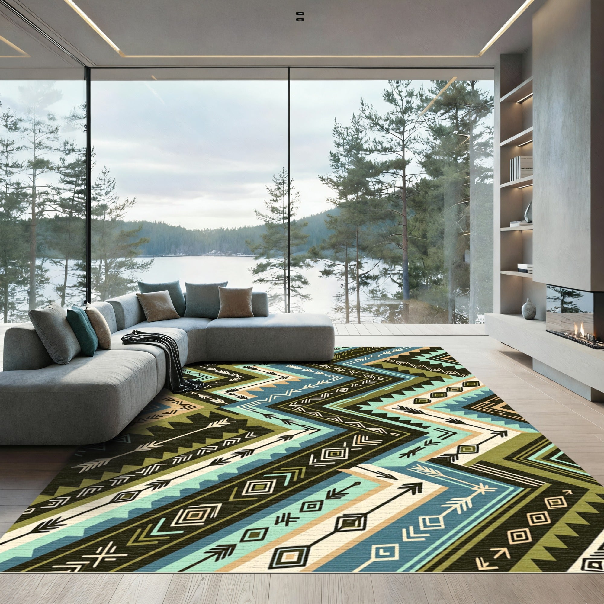 Chevron Arrow Earthy Tone Geometric Rug