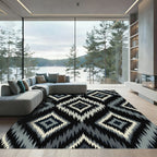 Monochrome Diamond Jagged Ikat Rug