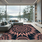 Blush Pink Art Deco Starburst Medallion Rug