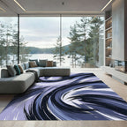 Deep Blue Lavender Swirling Strokes Rug