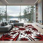 Crimson Burst Starburst Geometric Rug
