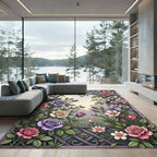 Enchanted Garden Lattice Floral Rose Rug