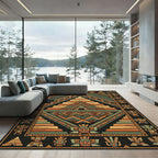 Ancient Aztec Pyramid Tribal Figures Rug
