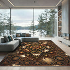 Vintage Golden Floral Medallion Rug
