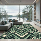 Geometric Sage Chevron Diamond Layered Rug