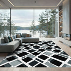 Monochrome Geometric Cubist Block Perspective Rug