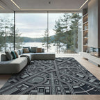 Gray Abstract Cityscape Aerial View Rug