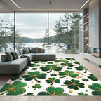 Golden Shamrock Clover Emerald Botanical Rug