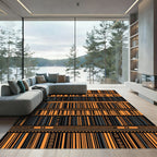 Bold Orange and Charcoal Tribal Striped Rug