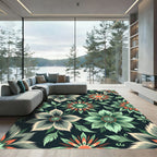 Mint Green Coral Floral Bloom Rug