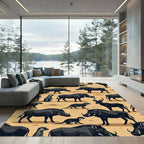 Safari Black Animal Silhouette Desert Scene Rug