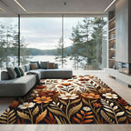 Earthy Autumn Floral Foliage Rug