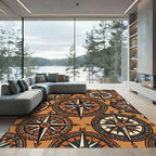 Earthy Compass Nautical Boho Art Rug