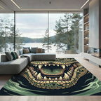 Fierce Green Reptilian Scale Close-up Rug