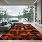 Woven Terracotta Stripe Texture Rug