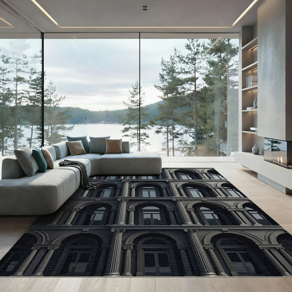 Dark Gray Arch Corinthian Column Rug