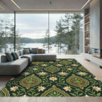 Rich Emerald Green Floral Medallion Rug