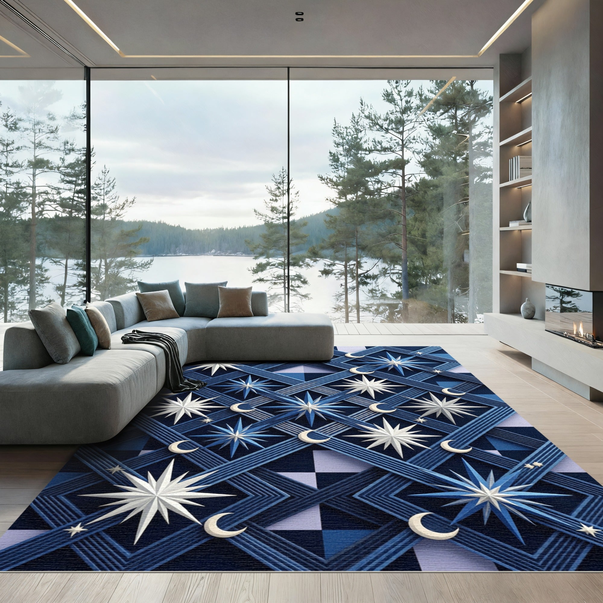 Celestial Blue Nova Moon Blanket Rug